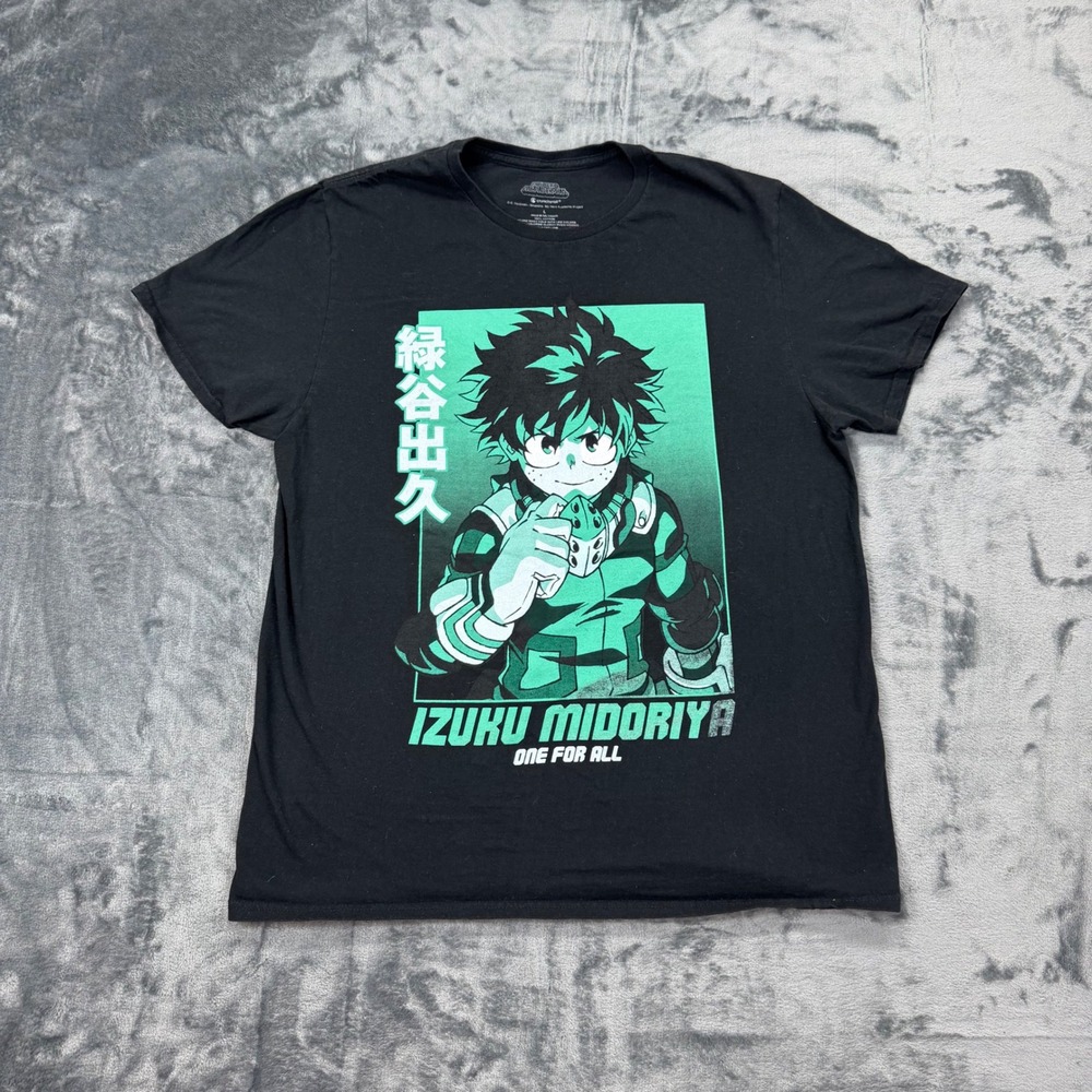 My Hero Academia Izuku Midoriya Deku Tee Shirt Mens L Black Anime Crunchyroll